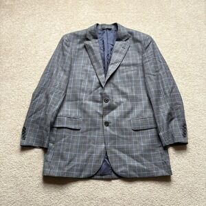 Brooks Brothers 1818 Madison Blazer Mens 40R Blue Glen Plaid Wool Sport Coat